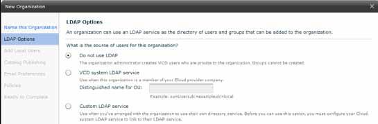 vcloud Director makes it easy to obtain user and group information from an LDAP-based user