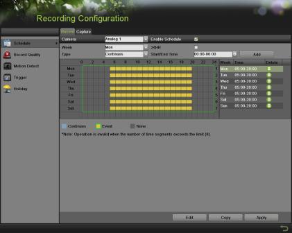 6. Recording To setup recording schedule: You can set the recording through two ways: OPTION1: Right click to access the menu.