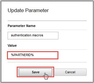 Enter %PARTNERID% as the Value of the parameter
