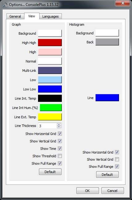 View tab In View Tab, Graph and Histogram color settings can be