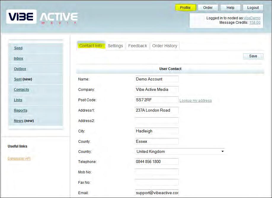 2. Set Up Your User Profile 2.1 Profile The Profile section holds your account details and contact information.