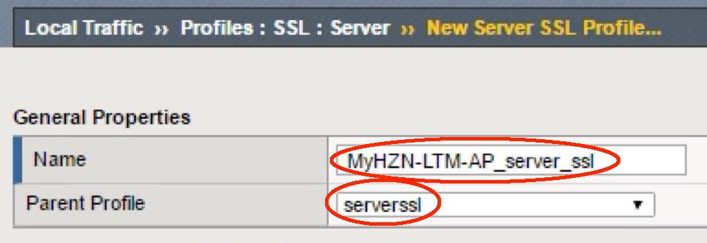 Creating a Server SSL Profile 1. Create a Server SSL profile using the following guidance. a. On the Main tab, click Local Traffic > Profiles > SSL > Server > Create.
