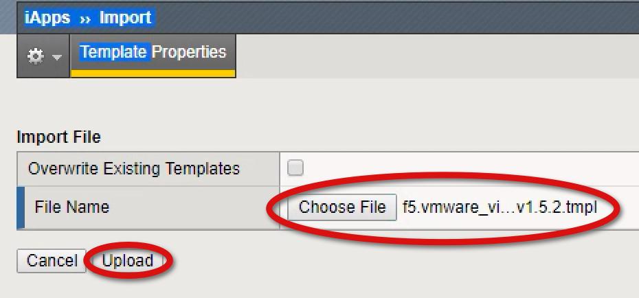 6. Once the TMPL file is selected, the file name appears next to the Choose