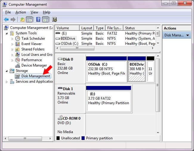 2. Under Storage, click Disk Management on