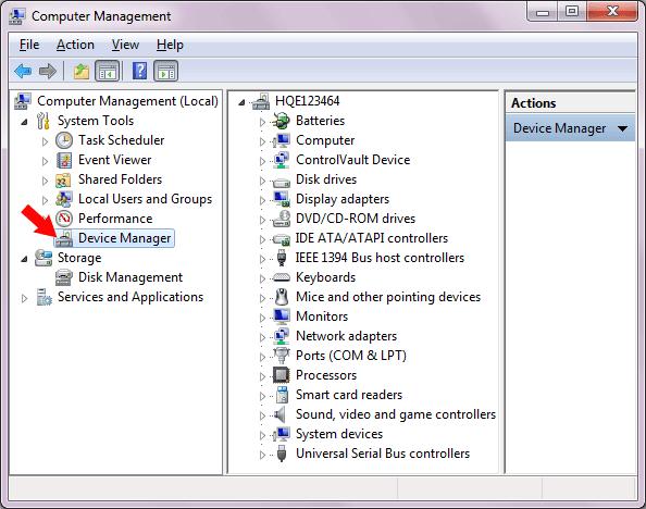 1. Open the Computer Management Console Accessing the Computer Management Console 2. Click Device Manager on the left pane.