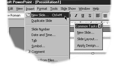 Create a blank slide This module was developed for Office 2000 and 2001, but although there are cosmetic changes in the appearance of some of the tools,