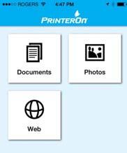 Printing to your Samsung printer using the PrinterOn service 4. Print your document. For this example, we ll show how to print a photo. a) On the Mobile App home screen, tap Photos.