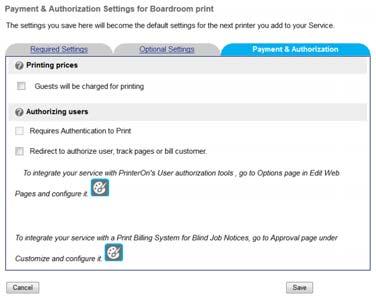 Configuring and customizing the embedded agent 7.1.2 Enabling authentication for the embedded agent To add security to your print solution, you can enable authentication for PrinterOn Embedded Agent.