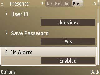 To specify if the user must save a password, select Save Password and use the center key to