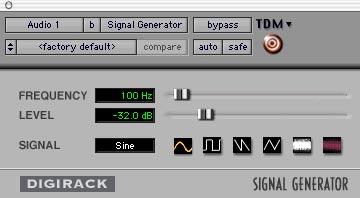 Signal Generator The Signal Generator plug-in produces audio test tones in a variety of frequencies, waveforms, and amplitudes.