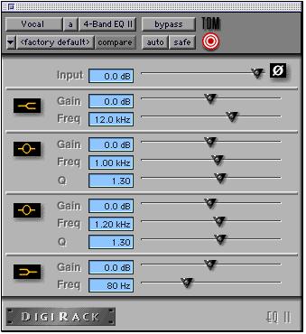 4-band EQ plug-in 1-band EQ plug-in Adjusting EQ A useful way to audition an EQ is to increase or decrease its gain several db then sweep
