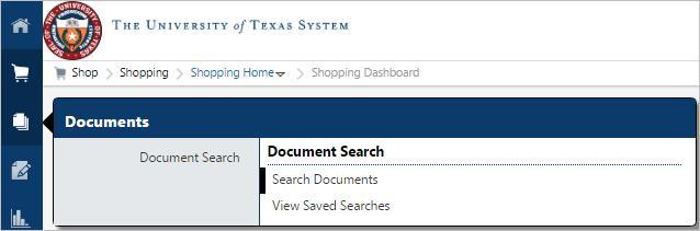 The Document Search provides the ability to search across carts, purchase orders and einvoices to view the document histories all at