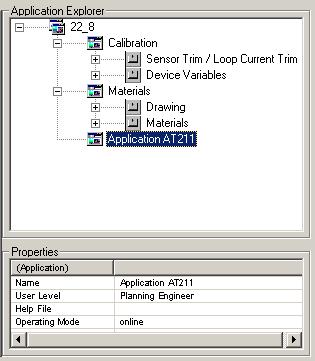 Application Explorer Section 2 HART DTM Builder Application Explorer The Explorer shows the hierarchical structure of the graphical elements and functions.