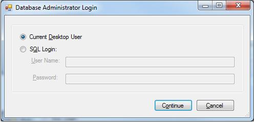 Integrated Security The EBS impersonation account (configured later using the EBS administration site) will be used for runtime access to the EBS database SQL Login This SQL Server login account will