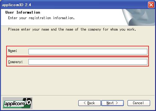 9. The [User Information] dialog box appears. Now register the user information.