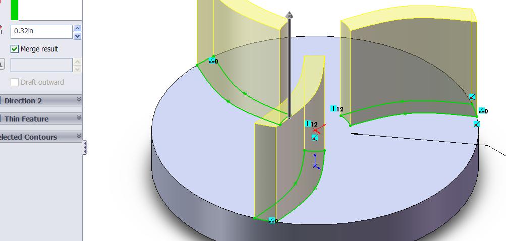 Since you defined the initial disk centered about the origin, SolidWorks automatically selects the center point as the