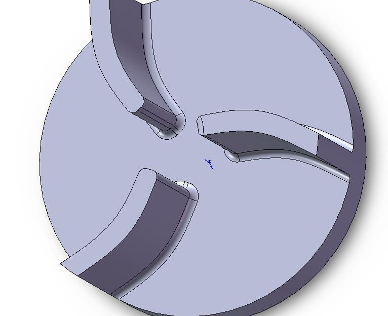 ME 120: Impeller Model in Solidworks 5/6 22. Round the edges shown to the largest radius possible.