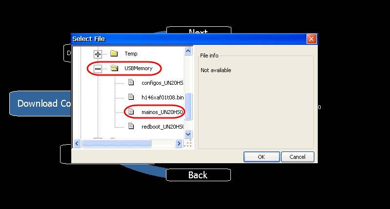 Figure 3 Select the Download command to transfer files to the panel. Select the Upload commands to get files from the panel. Follow then the instruction on the screen to proceed with the update.