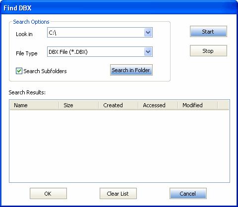 3. User can search an entire drive or specific folders for the.dbx files. Selecting an Entire drive Click Look in drop-down box.