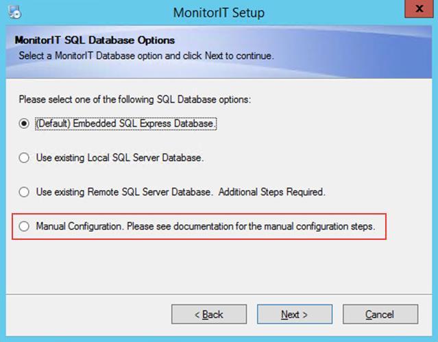 14. The next step lets you select where to install the Goliath Performance Monitor program. When the appropriate location is confirmed or entered, click Next to continue. a. On 32-bit versions of Windows, the default location is C:\Program Files\ MonitorIT b.