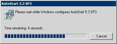 window appears and displays the progress of uninstallation Figure 133 AutoStart 53 SP3 Installer - Status of