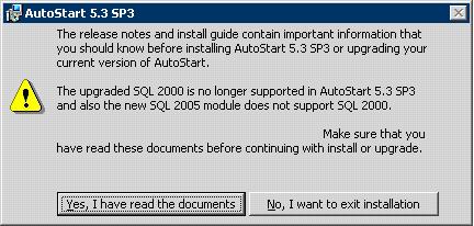 260 Chapter 6 Maintaining a High Availability system Result: AutoStart 53 SP3 reminder to read the documents appears Figure 143