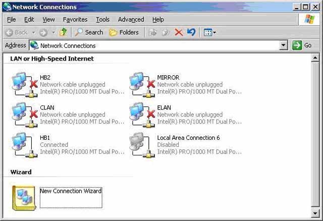 Connect and verify LAN connections 77 2 Connect the HB1 crossover LAN cable between both the CP1 and CP2 servers 3 In the Network Connections window, verify that HB1 shows that it is connected