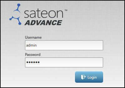 Starting up Sateon Once you have set up the basic hardware, you can log into the main Sateon user interface to set up