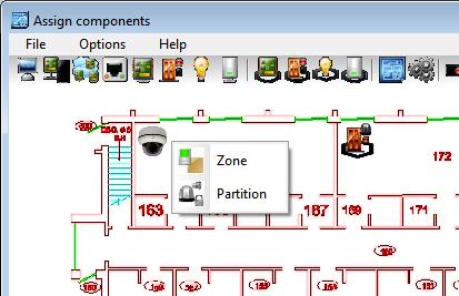 Intrusion on Graphics: To view a virtual keypad or intrusion components from a graphic, go to the Definition tab and select the Graphic button a.