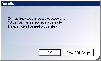 Welcome to the Discovered Machines Import Tool Step 6: Save the SQL Script In cases where a connection to the database has not yet been established, save a copy of the generated SQL script to run