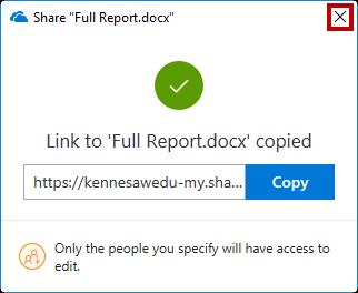3. The Send Link window will appear. Click Copy Link. Figure 42 - Copying the Link 4. Your link will be copied to the clipboard.