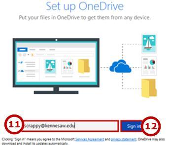 10. Once the installation is complete, click the OneDrive icon in the lower-right of the Taskbar. Figure 8 - Click OneDrive Icon 11. The Set up OneDrive window will appear.