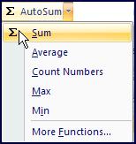 AutoSum The AutoSum command under the Formulas tab will quickly create a formula with the Sum function.