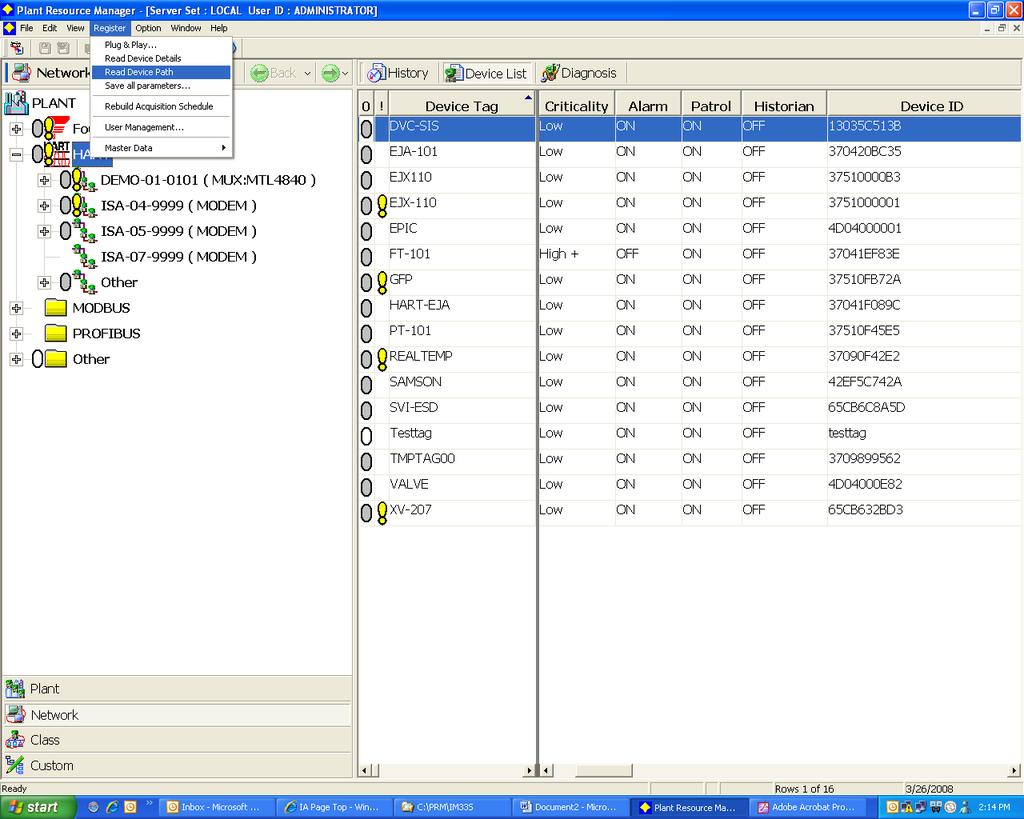 Figure 11 After the project and Multiplexer is registered as device path under HART network view, go to windows explorer and select PrmHartMuxMaintTool.exe which is located at under folder PRM/Tool.