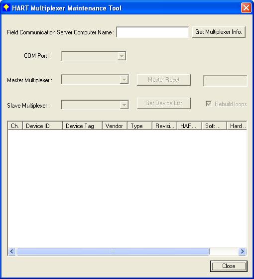 Figure 12 Type PRM FCS computer name and select Get Multiplexer Info. You will get COM port, master and Salve Multiplexer information.