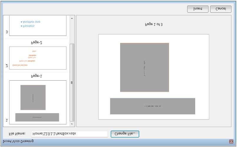 4 In the Insert Visio Drawing dialog: Select the desired page from the selected