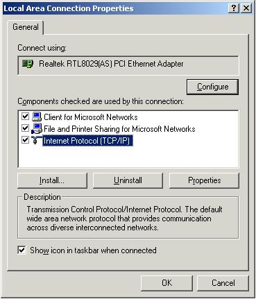 2-2-2 Windows 2000 IP address setup 1. Click the Start button (it should be located at the lower-left corner of your screen), then click Control Panel.