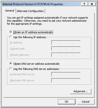 2. Select Obtain an IP address automatically and
