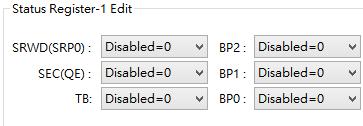 4. Click SPI NOR button 5. Set up option bytes 3.2.1 Status Register 1 (SR1) Note: Program Flash or Erase Flash will erase Status Register 1 to 00h 1.