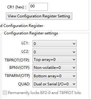 3. Click OK to save values 4. Click Program button Config 9.2.3 Configuration Register1 (CR1) 1.
