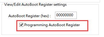 4. Click Program button Config 9.2.9 AutoBoot Register 1.