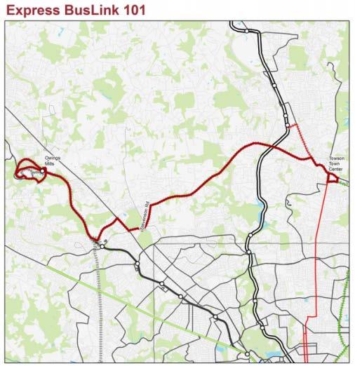 Owings Mills and BWI Thurgood Marshall Airport/BWI Rail Station Express BusLink 101 -