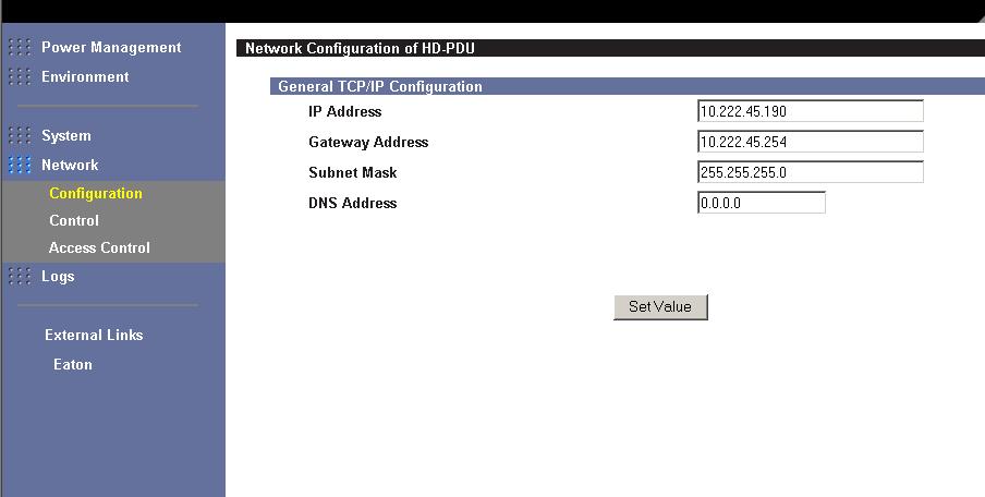 Network Set IP, Gateway addresses Establish