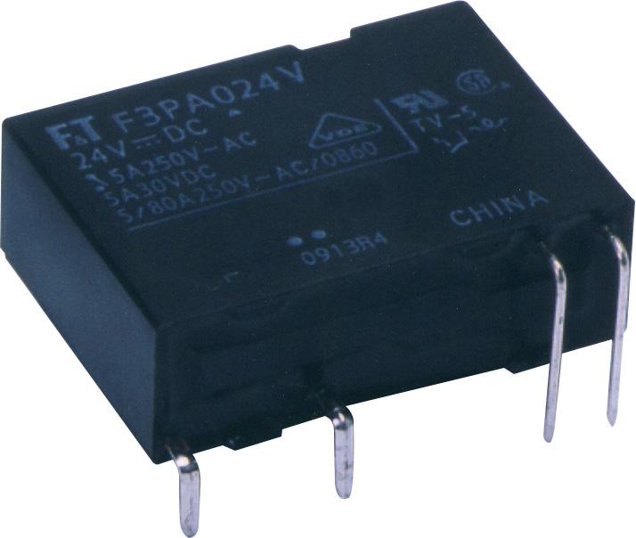 POWER RELAY 1 POLE - 5A, TV-3 / TV-5 Type Relay FTR-F3 Series FEATURES High inrush 51A/78A, TV rating capability Flat and slim power relays Flat type (right angle type): height: 7mm Mounting space: