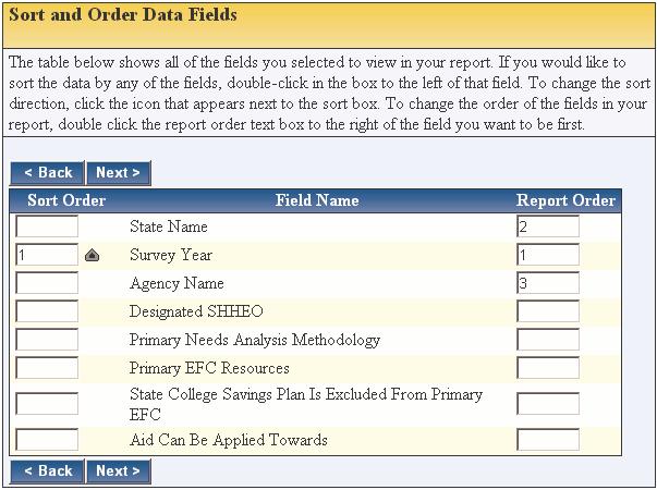 Phase 5: Sorting and Ordering My Data The Sort and Order Fields screen is used to set sorting order of the previously chosen fields, and also for setting up the order of the fields in the query