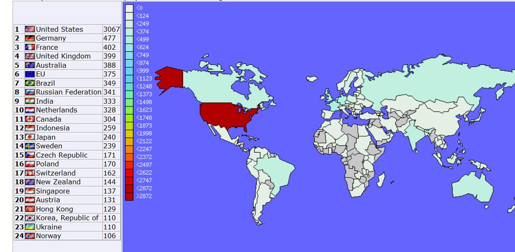IPv6 BGP Weathermap Prefixes per Country