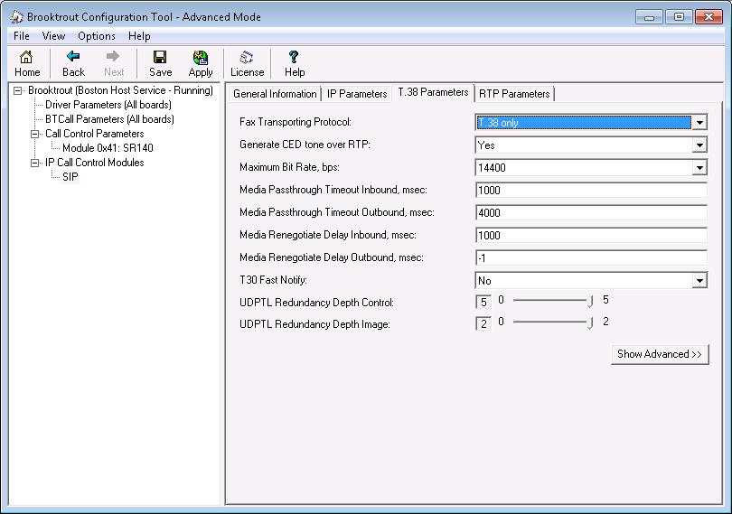6.6. Configure T.38 Parameters Select the T.38 Parameters tab. Configure the fields as shown below in the screenshot.