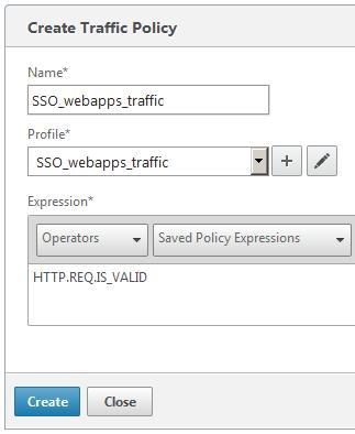 5. Create a new policy. Since we will attempt to SSO for all traffic, use a true expression. Potentially, this can be tailored to a particular URL pattern, or specific condition.