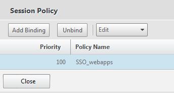 8. Highlight the SSO_webapps policy and click Unbind. Click Yes to confirm. Click Close and then click Done. Repeat the same process on the aaa-sf-vs AAA virtual server. 9.