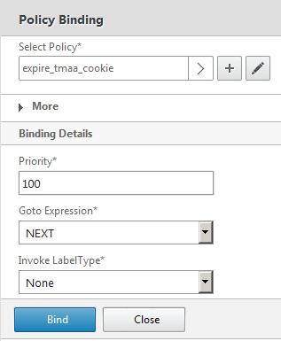 Type drop-down list box. Then click Continue. Under Policy Binding, click Click to select.